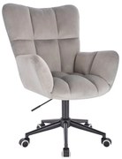 LuxuryForm DESIGN Otočné kreslo AURORA VELUR na čiernej podstave s kolieskami - svetlosivé