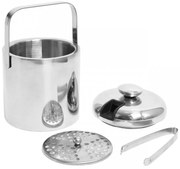 Vedierko na ľad s kliešťami strieborné