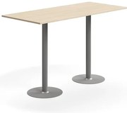 Barový stôl ALVA, 1800x800x1100 mm, HPL, strieborná/breza