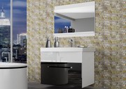 Kúpeľňový nábytok Belini čierny lesk / biely lesk + umývadlo + zrkadlo  ROD P 1/0/W/BW/0/ZW