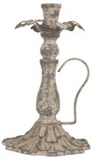 Šedý antik kovový svietnik na úzku sviečku Francio - Ø 15*23 cm