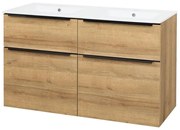 Mereo Mereo, Mailo, kúpeľňová skrinka s keramickým umývadlom 121 cm, čierne madlo, MER-CN523B