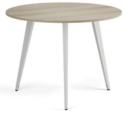 Konferenčný stôl PRIMO VIBE, priemer 100 cm, biela podnož, dub prírodný