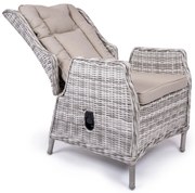 Ratanové polohovateľné kreslo KINGSMAN svetlo-sivé so svetlou poduškou