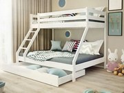 Poschodová posteľ z masívu DENIS vr. oboch roštov - 200x90/140 cm - biela