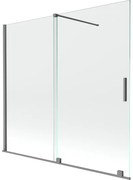 Mexen Velar, 2-krídlová posuvná vaňová zástena 170 x 150 cm, 8mm číre sklo, brúsený grafit, 896-170-000-01-95
