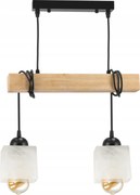 BERGE LED závesné stropné svietidlo, drevený trám, 2xE27, Luster Milk Cube