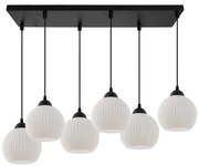 Závesné svietidlo Riffle Round, 6x biele sklenené tienidlo, b