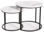 SADA 2x Konferenčný stolík OREO pr. 43/53 cm čierna/dekor mramoru