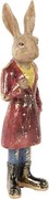 Dekorácia zajačik s červeným kabátom - 8*6*25 cm