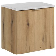 Závěsná skříňka Nova Oak II s deskou 60 cm dub evoke/bílá