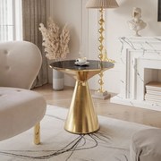 OKRÚHLY KONFERENČNÝ STOLÍK ELLINE ZLATÝ NEREZ + ČIERNY MRAMOR