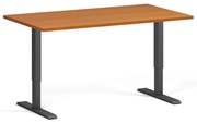 Výškovo nastaviteľný stôl, 140x80 cm, 2 motory, čierna podnož, čerešňa