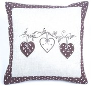 BO-MA Trading Obliečka na vankúšik Srdiečka bodka hnedá, 40 x 40 cm