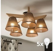 Brilagi - LED  Prisadený luster ANTHONY 5xE14/40W/230V dub/hnedá