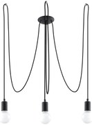 Závesné svietidlo Edison 3, čierne telo svietidla