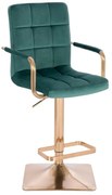 LuxuryForm DESIGN Barová stolička VERONA GOLD VELUR na zlatej hranatej podstave - zelená