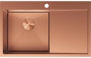 Mexen Exar, 1-komorový nerezový drez s odkvapkávačom, ľavý, 780 x 480 mm, brúsená meď, 6433781010L-65