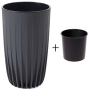 PLASTOVÝ KVETINÁČ STRIPPED ECO 42X25 CM ANTRACITOVÁ