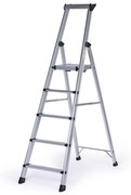 Jednostranné hliníkové schodíky PROFI s poličkou, 1x5 stupňov, výška 1,18 m