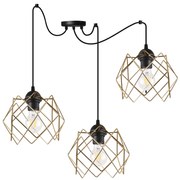 Závesné svietidlo Stella Spider, 3x zlaté drôtené tienidlo