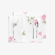 Goldea prestieranie na stôl 100% bavlnené plátno - pivonky - sada 2ks 30 x 40 cm