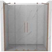 Mexen Velar Duo, posuvné dvere do otvoru 170x200 cm, 8mm číre sklo, medená matná, 871-170-000-02-65