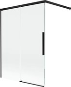 Mexen Rox, 2-krídlová posuvná vaňová zástena 120 x 150 cm, 8mm číre sklo, čierny matný profil, 8C9-120-003-70-00