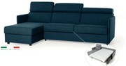 Rohová rozkladacia sedacia súprava na každodenné spanie TAVOLA MINI, tm. modrá (penelope 27)