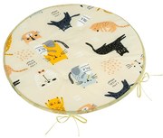 Bellatex Sedák Adela okrúhly hladký Mačka žltá, 40 x 40 cm