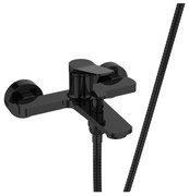 Invena Alonia, vaňová batéria s ručnou sprchovou súpravou, čierna lesklá, INV-BW-70-004-V