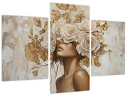 Obraz - Dievča s ružami (90x60 cm)