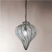 SIRU - Luster na reťazi GOCCIA 1xE27/60W/230V pr. 25 cm číra/hnedá benátske sklo