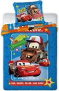 Bavlnené obliečky do detskej postieľky Autá – motív McQueen a Burák - 100% bavlna - 100×135 cm + 40×60 cm