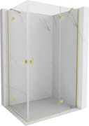 Mexen Mist-H Duo, 2-krídlový výklopný sprchový kút 70 x 75 cm, číre sklo, zlatý matný profil, 8A5-070L-075P-55-00
