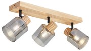 Moderné bodové svietidlo drevené s dymovým sklom 3-svetlá otočné a naklápacie - Gracy