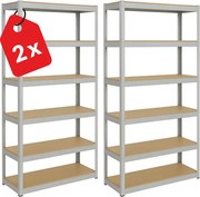 Akcia 2x Regál 220x90x60 cm pozinkovaný 6-policový, nosnosť 1050 kg - 2ks