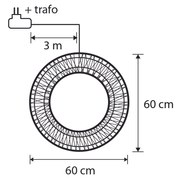 Vianočné závesné svetlo Veniec strieborný 60cm vr. LED IP44 - Nawa