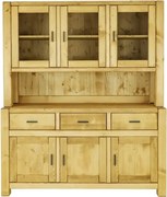 Moderný široký drevený príborník s polvitrínou 160x50x195 cm