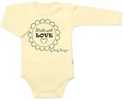 Body dlhý rukáv Baby Nellys, Made with love, žlté 56 (1-2m)