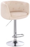 LuxuryForm DESIGN Barová stolička MONTANA VELUR na striebornom tanieri - krémová