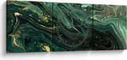 Obraz - Zelený mramor (s hodinami) (90x30 cm)