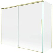 Mexen Rox, 2-krídlová posuvná vaňová zástena 190 + 90 x 150 cm, 8mm číre sklo, zlatý lesklý profil, 8C9-190-090-50-00