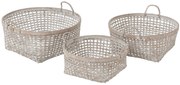 3ks veľké bambusové koše s patinou - 51*51*20 cm