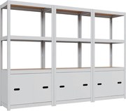 Kovový policový regál s dvierkami biely 2 ks AR Style D-Carbon