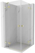 Mexen Lunar Duo, výklopný sprchový kút 70 x 70 cm, 8mm číre sklo, zlatý matný profil, 834-070L-070P-55-00