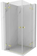 Mexen Lunar Duo, výklopný sprchový kút 70 x 70 cm, 8mm číre sklo, zlatý matný profil, 834-070L-070P-55-00