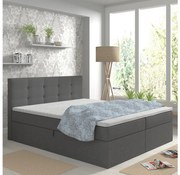 Čalúnená posteľ EMBER 160x200 cm s matracmi, topperom a úložným priestorom, antracit