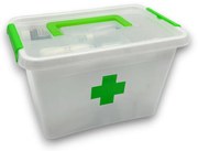 Lekárnička, úložný box na lieky s vnoreným organizérom, 2v1, s rúčkou, antibakteriálna, 6,5 l