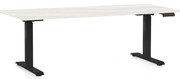 Výškovo nastaviteľný stôl OfficeTech D, 180 x 80 cm, čierna podnož, biely jaseň